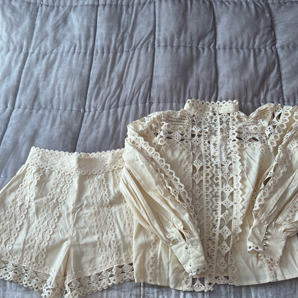 Zimmerman vibe linen set.BNWT top fit up to 6 as it oversized and bottom 4